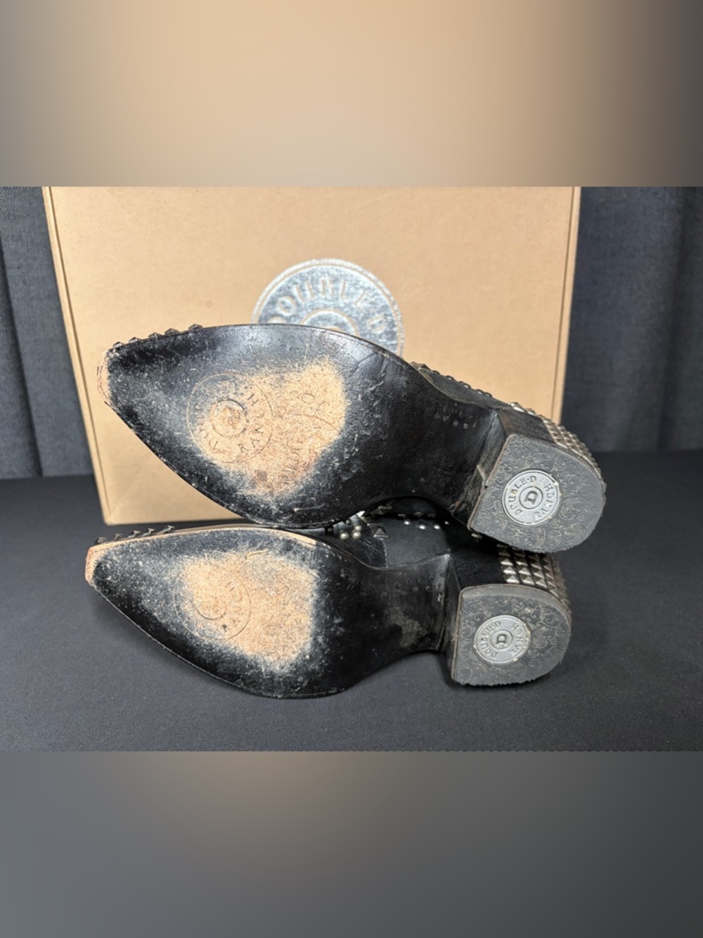 Double D Ranch Old Gringo Conquista Studded Western Boots Black Goat Leather - Picture 8 of 10